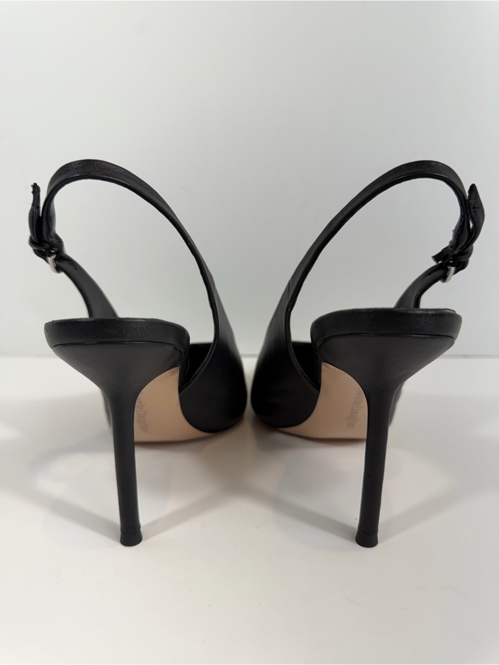 Favorite Daughter Black Leather Remy Pointed Toe Slingback Heels Pump 8 - Picture 5 of 12